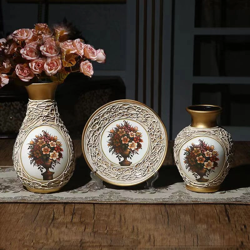 创意结婚礼物家居复古陶瓷花瓶客厅三件套酒柜装饰品摆件欧式瓷器
