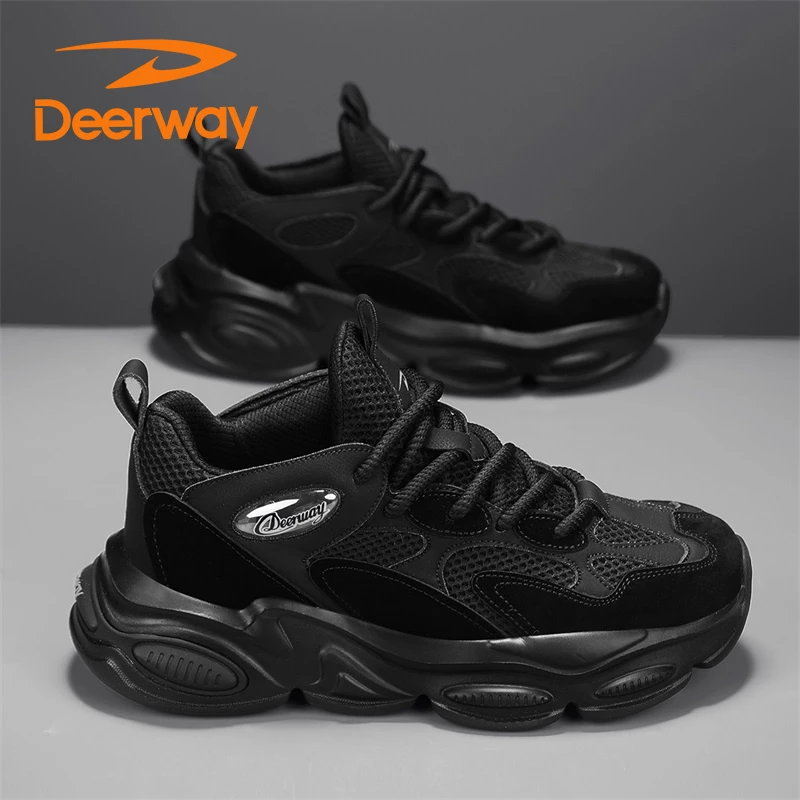 德尔惠男鞋夏季复古运动休闲跑步内增高老爹防滑上班工作耐磨潮鞋