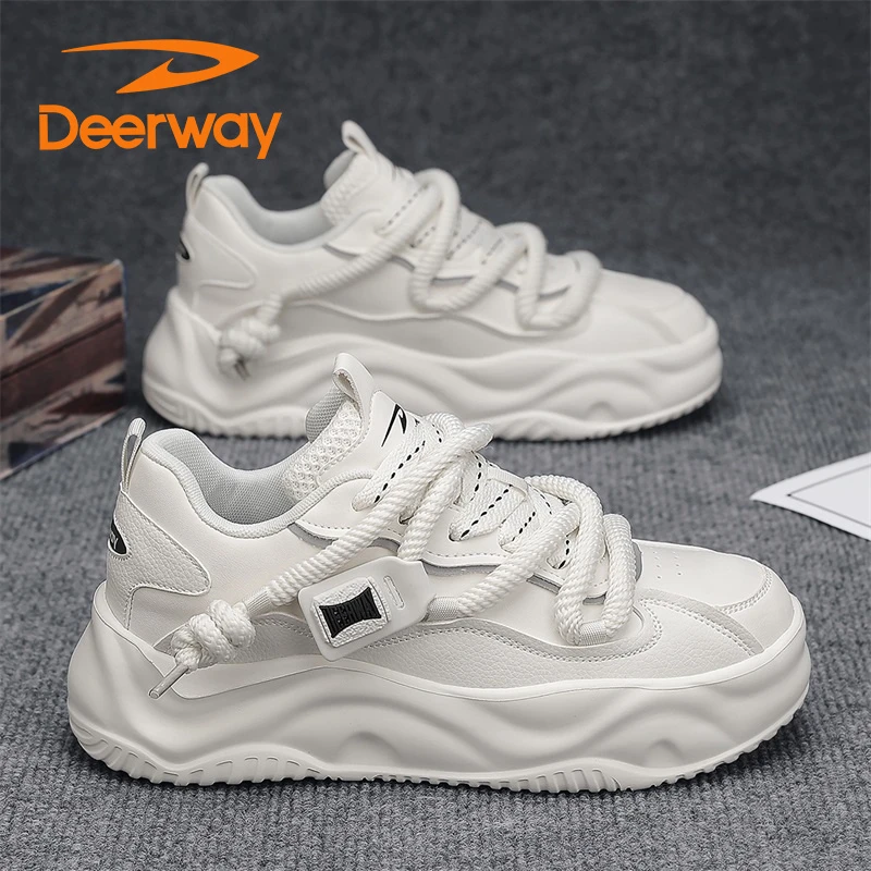 德尔惠男的夏季青少年运动休闲厚底小众设计跑步老爹炸街黑色潮鞋