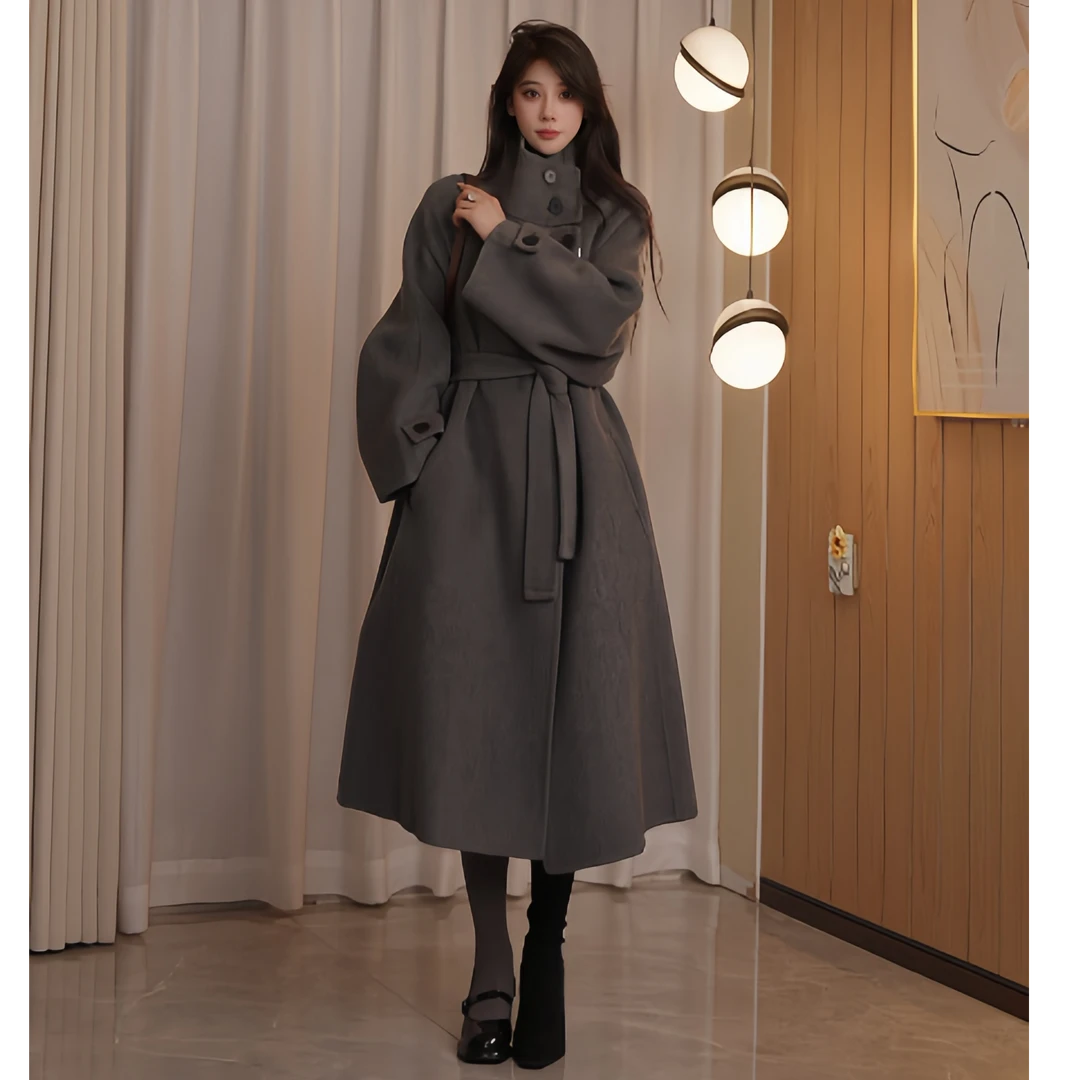 【瑶瑶专属】立领双面羊毛大衣外套2024冬季新款加厚女装大衣韩版
