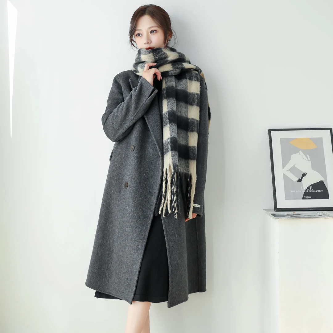 双面羊毛大衣女装外套女装2024秋冬新款双面呢大衣加厚长款百搭