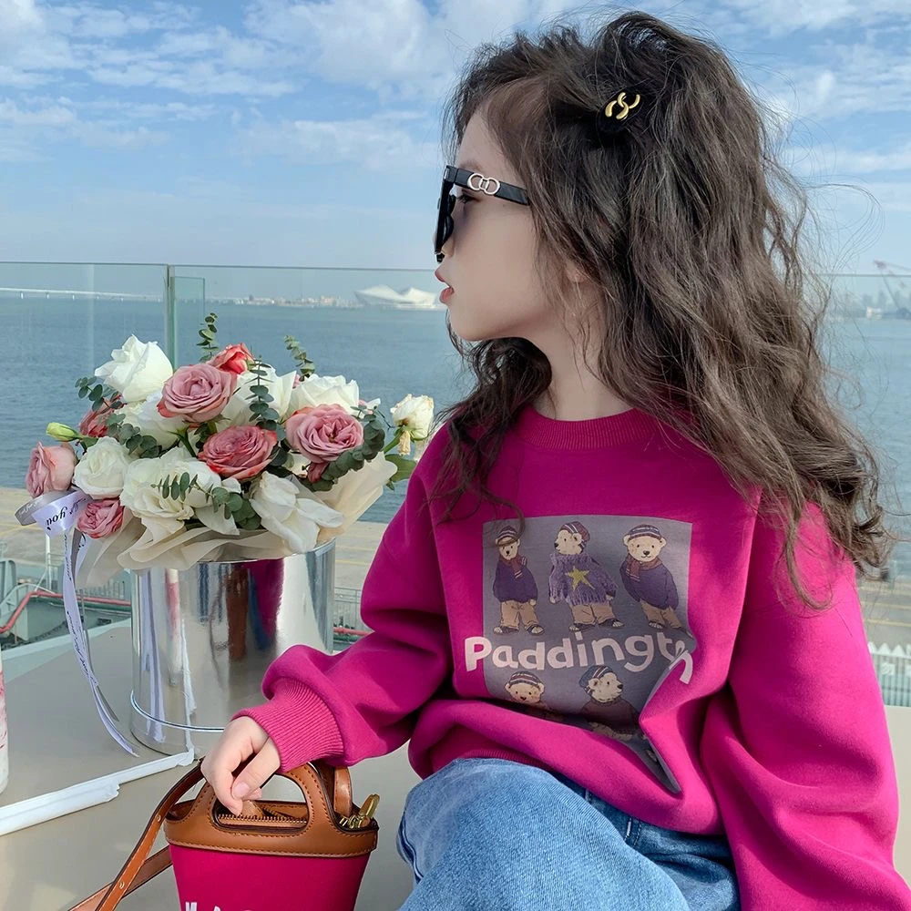 女童卫衣春秋新款儿童上衣中小童女孩圆领打底卡通洋气百搭休闲潮