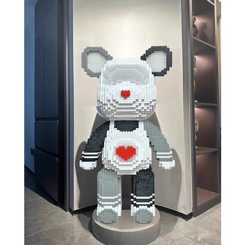 50cm超大红色爱心熊-0.8大颗粒益智玩具亲子拼装女孩礼物摆件生日