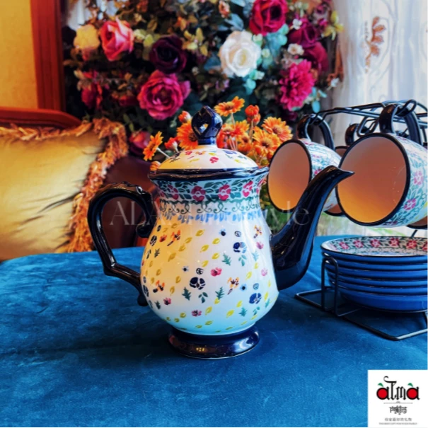 阿勒玛 新疆包邮 【多彩】手绘波西米亚茶壶
