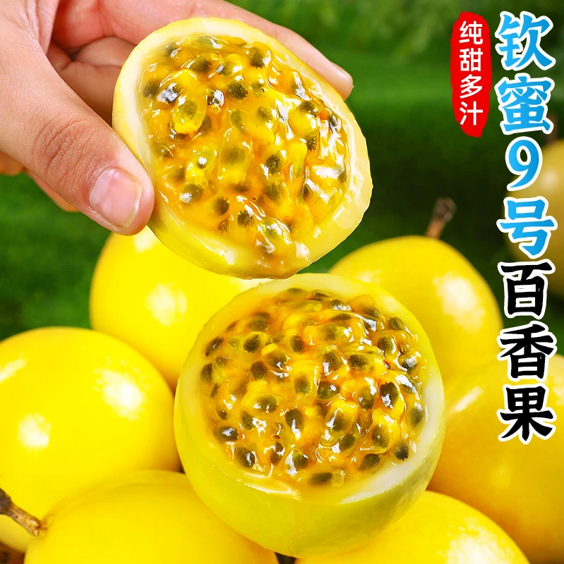 【香甜多汁】钦蜜9号黄金百香果1-9斤新鲜白香果酱原浆纯甜新鲜水果