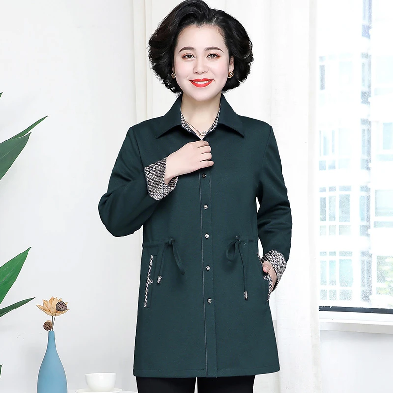 V/雅鹿中老年女装风衣加肥加大码高贵时尚洋气胖妈妈宽松外套3078
