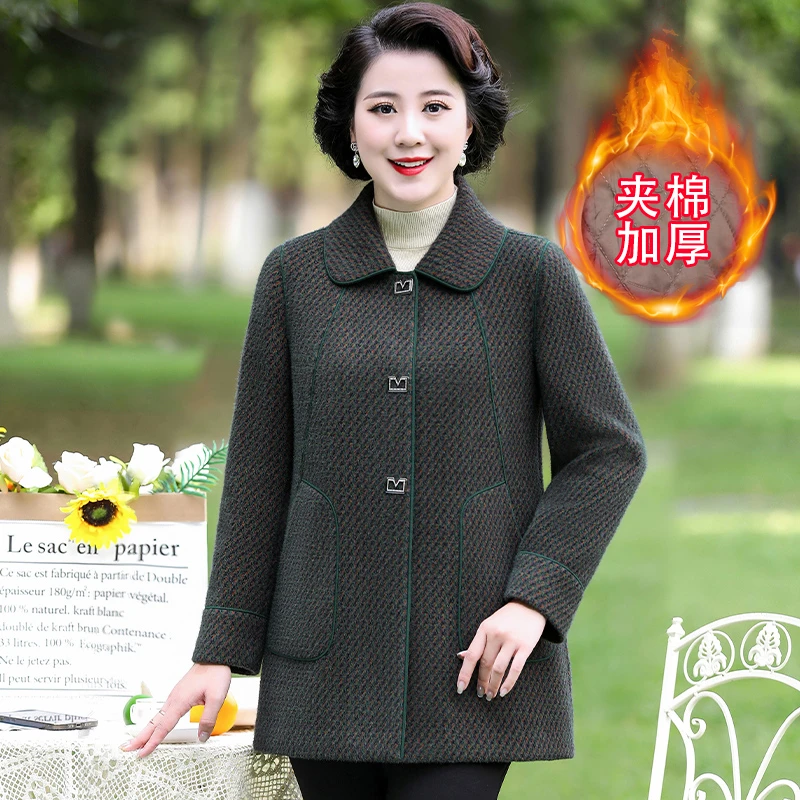 V/雅鹿中老年女装春秋新款洋气胖妈妈气质大码外套上衣服装D0230