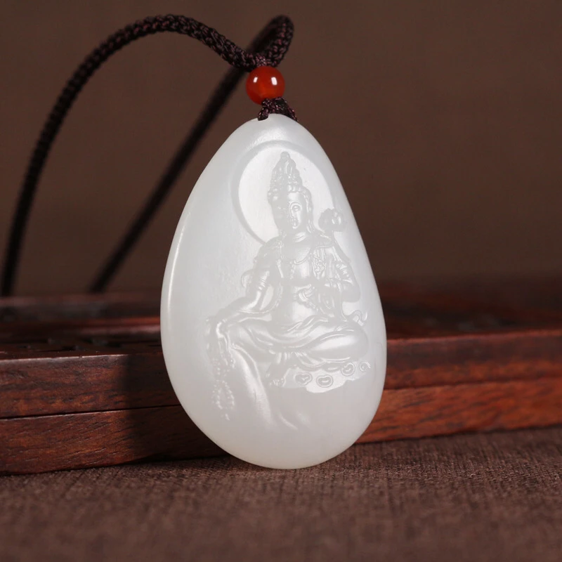 17g和田白玉观音挂件吊坠男款 随形雕刻精工雕刻保真