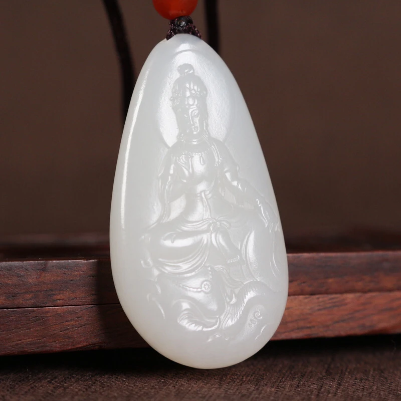 13.2g和田白玉观音挂件男女款礼物宝宝吊坠 新疆天然玉石保真