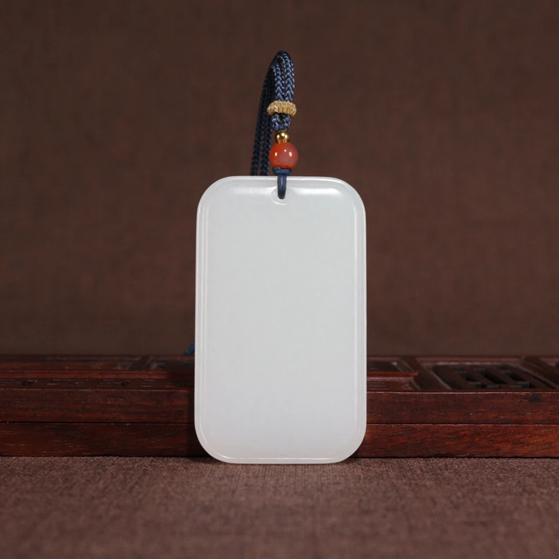 新疆和田白玉平安无事牌子挂件吊坠男女细度好白度好天然玉石保真