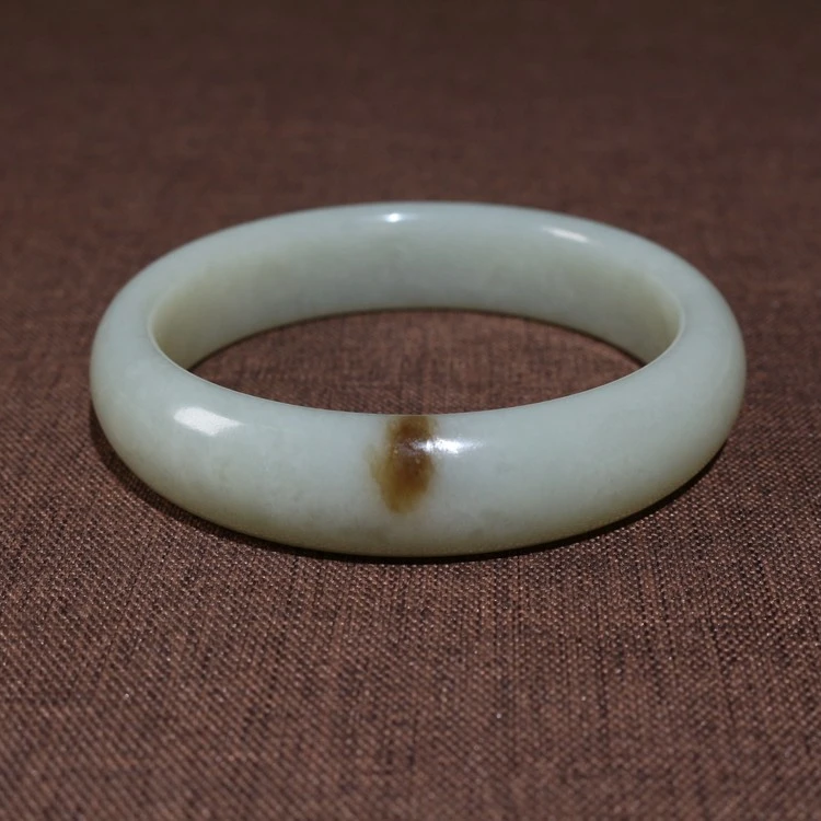 和田玉且末糖白玉手镯58圈口女款镯子时尚百搭女士玉镯子精美