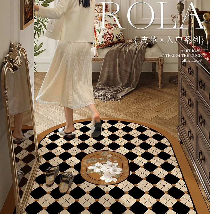 入户pvc地垫防晒防水耐脏可擦洗裁剪拱形竖版南洋风家用进门脚垫
