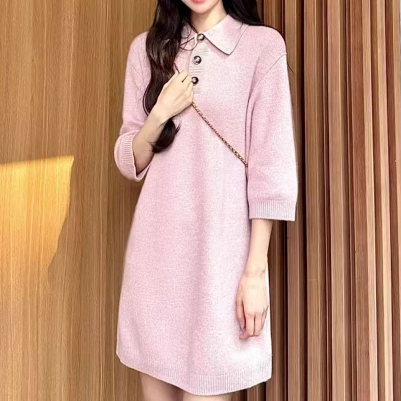 {专柜}商场同款2025秋冬纯色百搭慵懒风针织连衣裙1599030