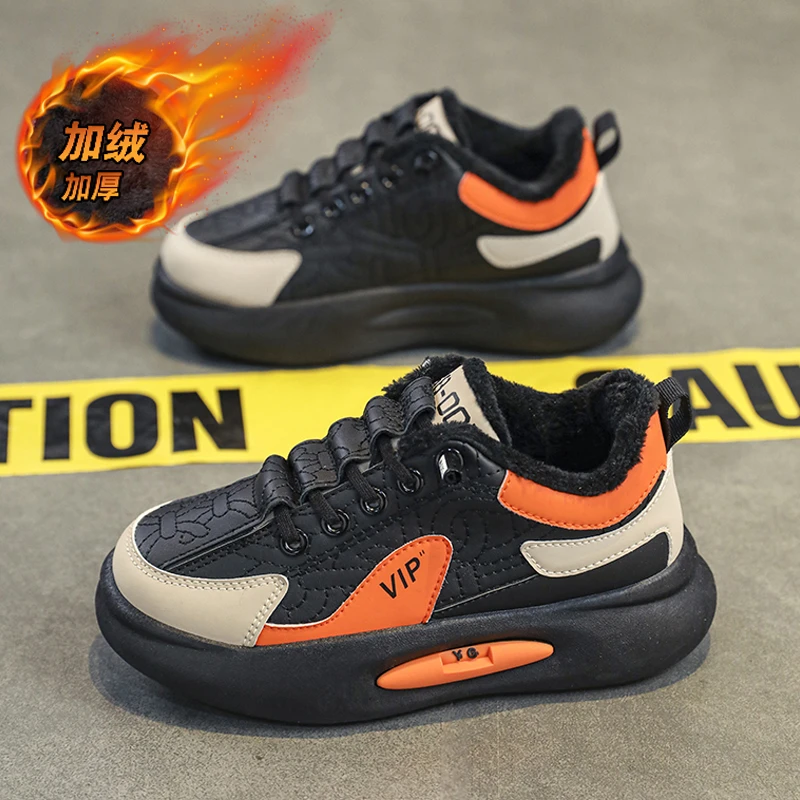 男童鞋冬季新款加绒棉鞋6-12岁男孩中大童运动鞋儿童老爹鞋