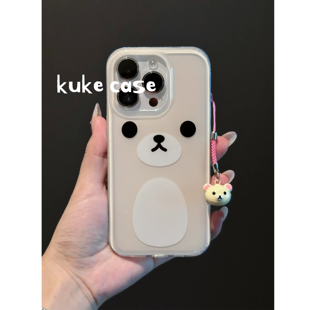 【适用苹果】ins可爱呆萌大脸轻松熊双层印花手机壳iPhone15pro