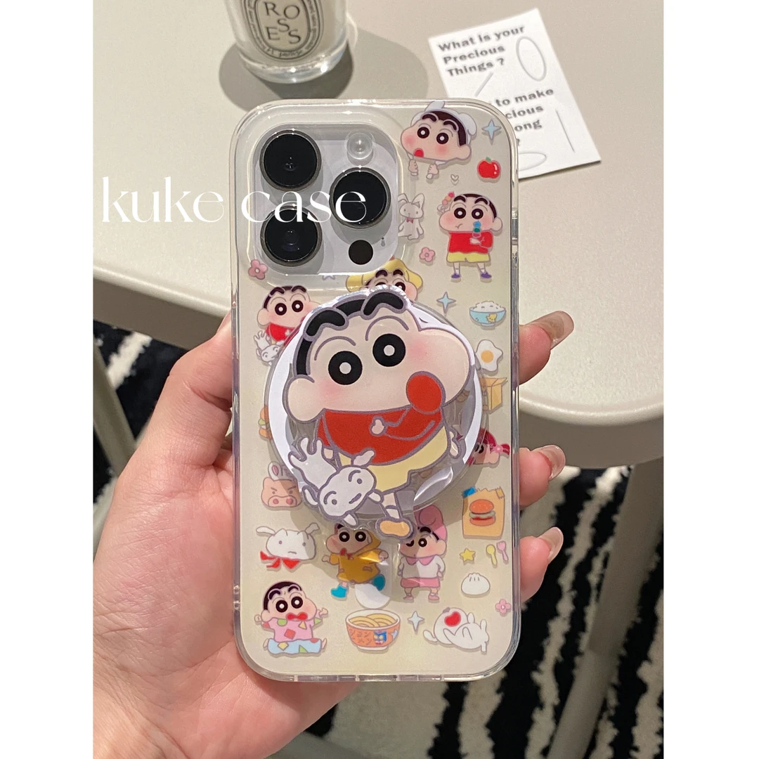 【苹果磁吸】ins可爱奶黄蜡笔小新磁吸双层手机壳iPhone15Pro/14/13