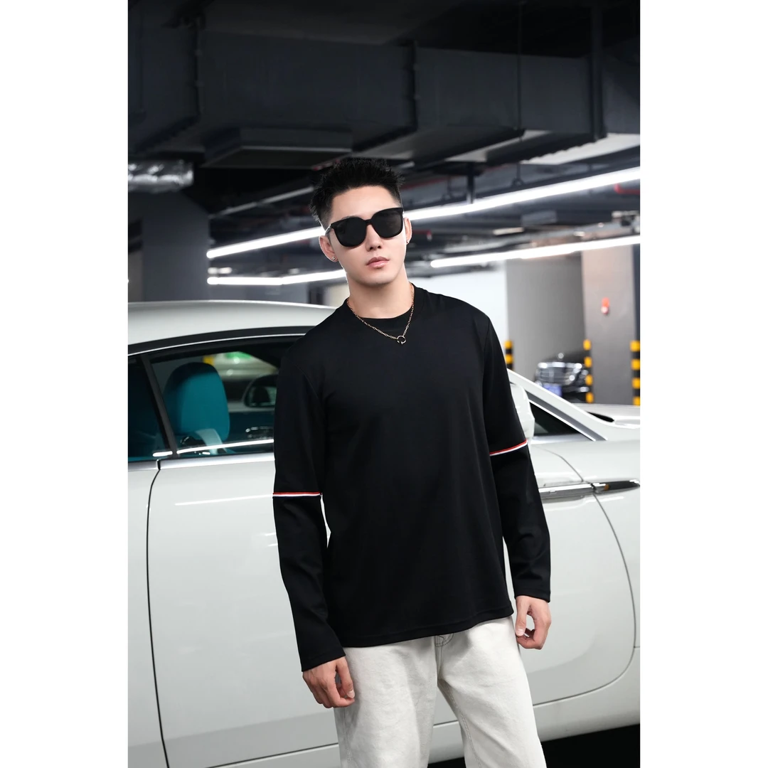 SAM【彩条臂环】秋冬高端定制舒适亲肤莫代尔混纺时尚精致长袖打底