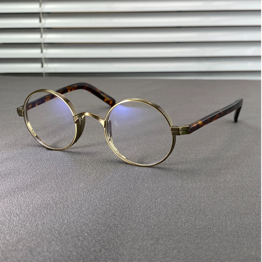设计师民国复古小圆形文艺气质纯钛时尚防蓝光变色眼镜架