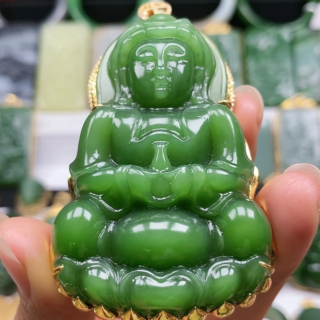 和田玉颈饰18K金镶嵌