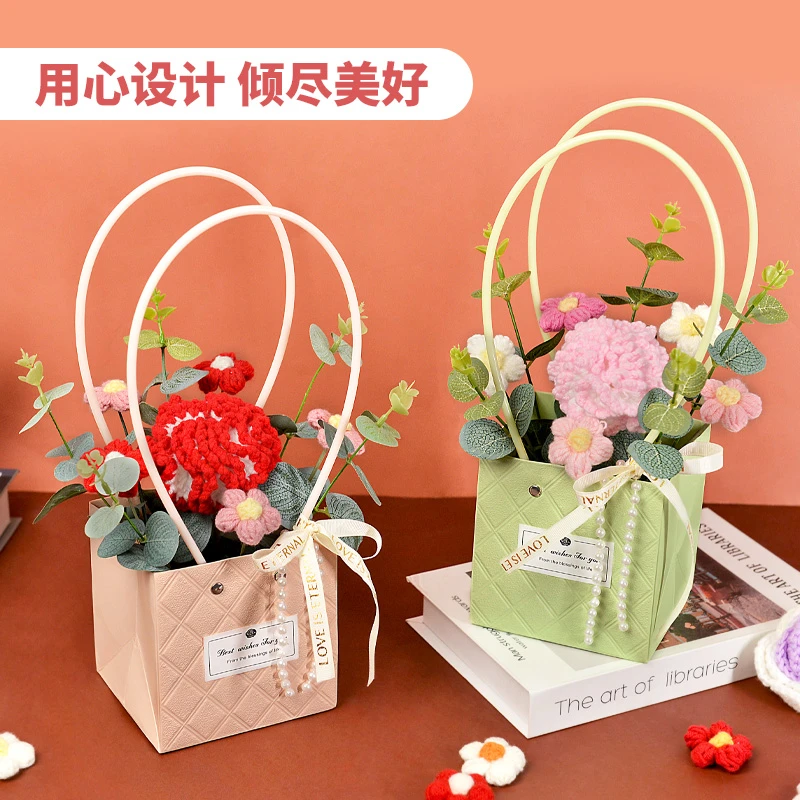 生日礼物编织毛线康乃馨创意成品送妈妈长辈闺蜜同学老师朋友精致