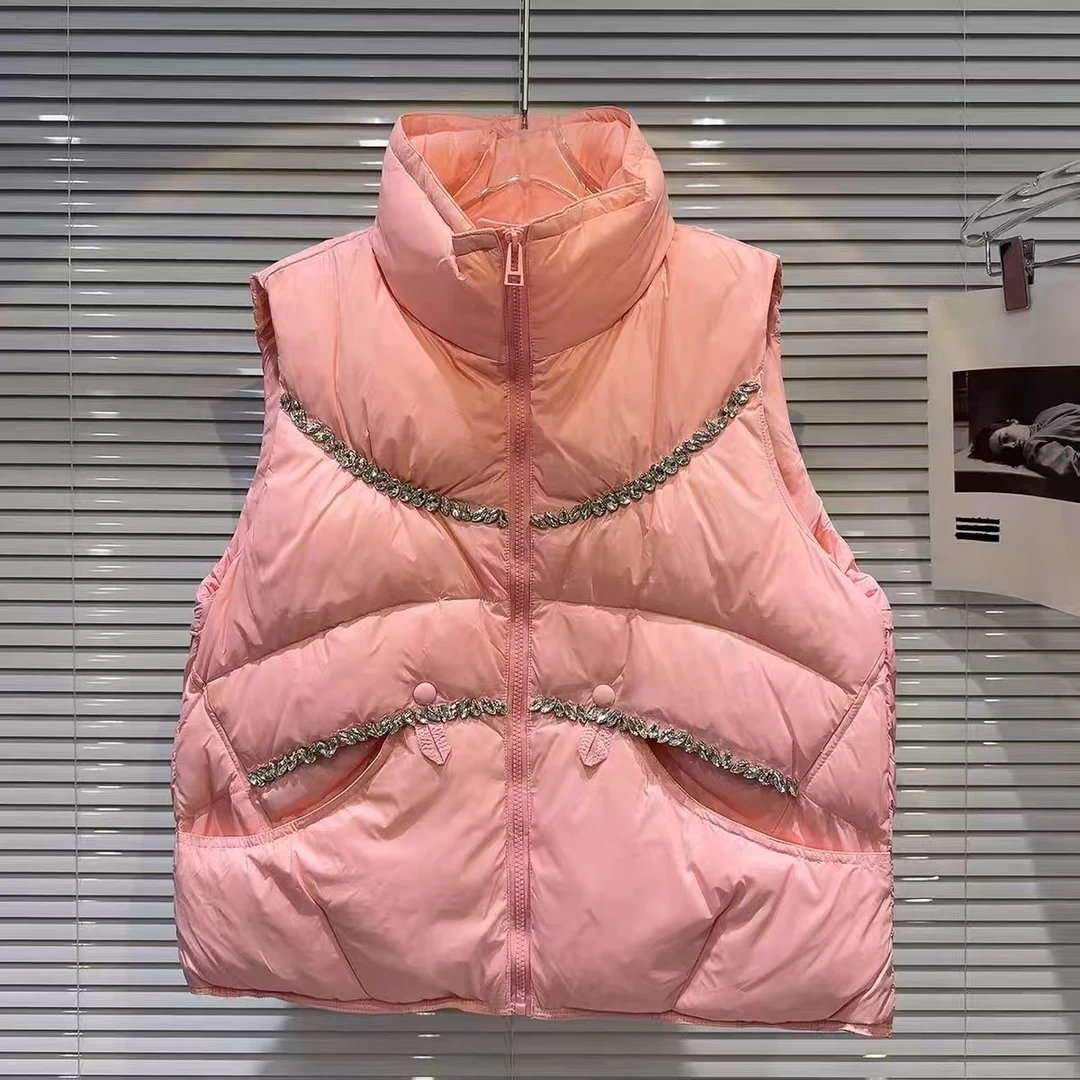 【诺哥专属ZY】冬季百搭时尚重工羽绒马甲 -02986粉
