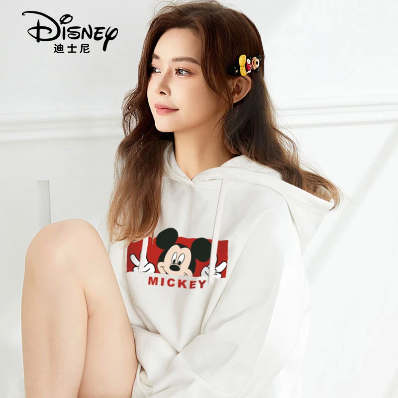 迪士尼卫衣女秋季宽松大码2024新款带帽薄款爆款情侣外套上衣