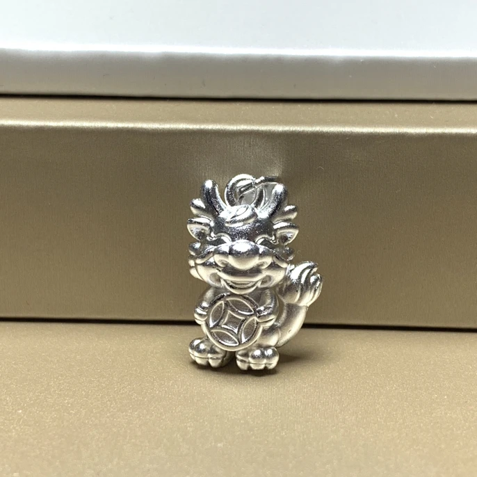 足银银制品 足银银制品 足银990吊坠3D立体工艺龙宝吊坠挂件