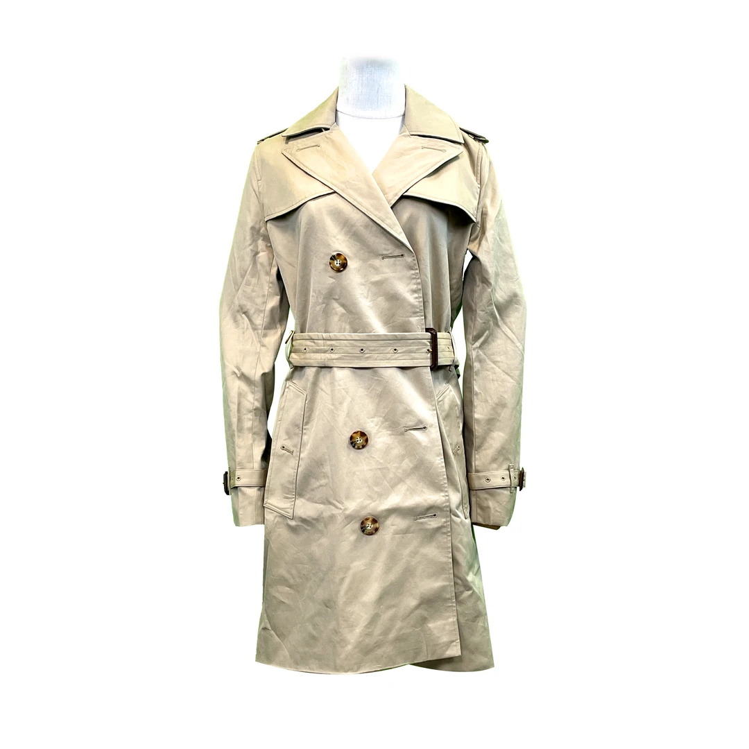 BURBERRY/巴宝莉 伊斯灵顿修身气质针织中长款女款风衣 卡其百搭