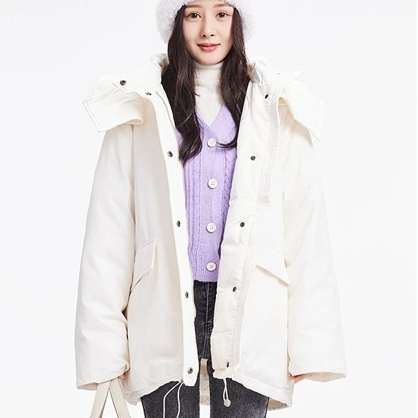 【罗予彤专属】中长款简约女款带帽小众羽绒服1011000D24Y0150