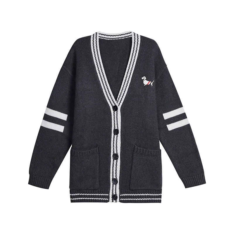 【思洋专属】2023新款时尚简约学院风百搭v领开衫10110UIL332S0004