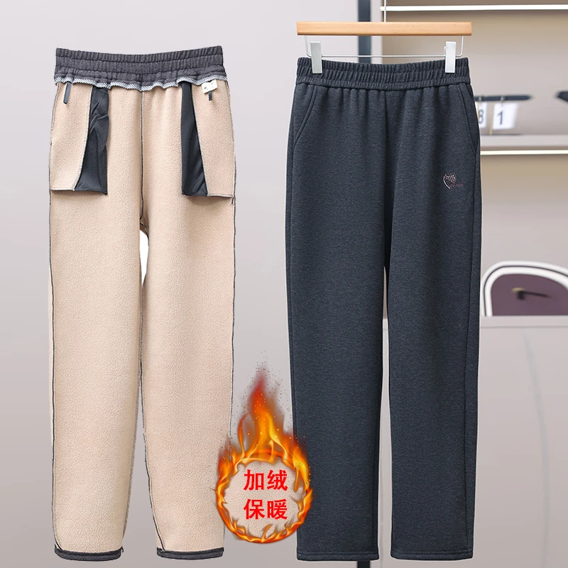 中老年女装秋冬百搭休闲直筒裤妈妈装加肥加大码松紧腰裤子602