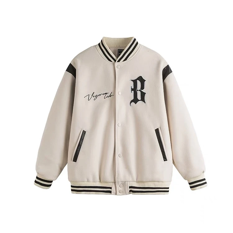 呆呆姐 美式复古拼接刺绣夹克棒球服 某物热卖1000+