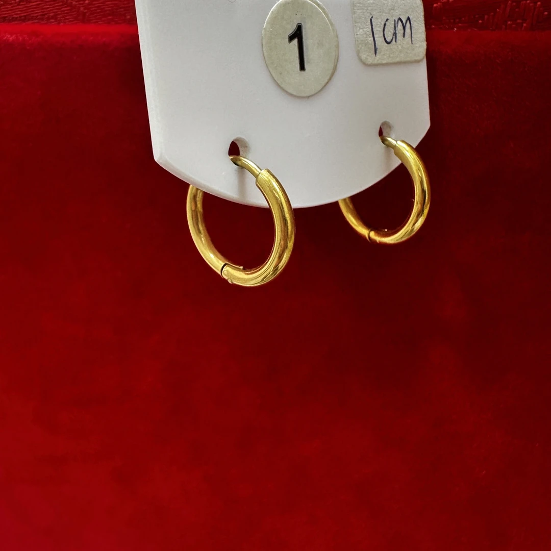 铜合金耳饰 黄金色耳饰【一公分】光面素圈耳环夏季简约百搭经典