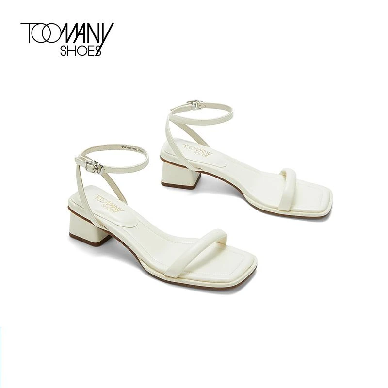 Toomanyshoes女鞋新款利口酒复古百搭时尚方头跟外穿一字带凉鞋