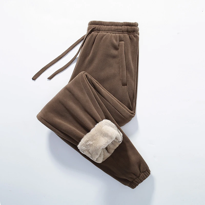 男女同款奥粒绒羊羔绒秋冬季保暖加厚双面绒束脚卫裤摇粒弹性休闲