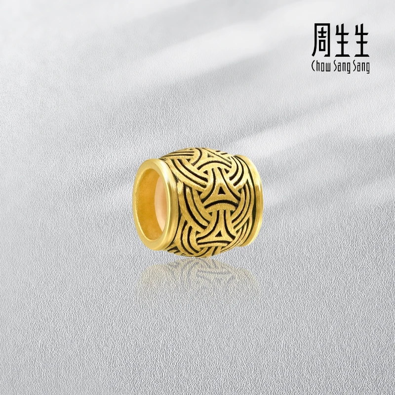 周生生Charme XL酷黑不息黄金转运珠龙蛇结串珠92303C情侣礼物