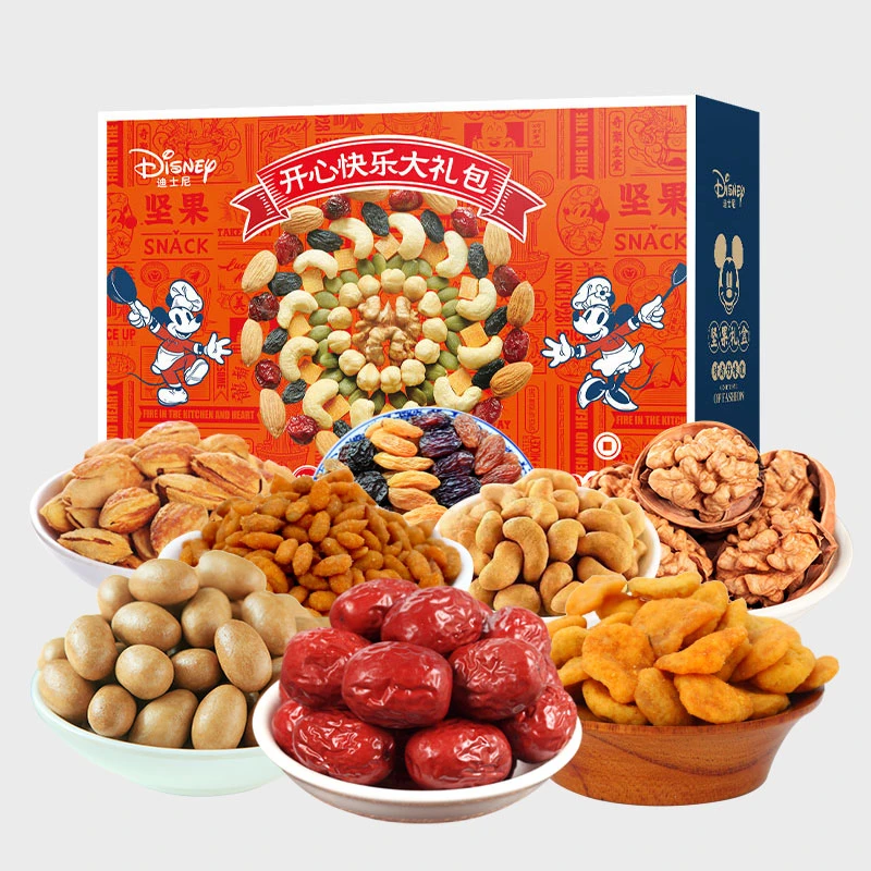 疆妈迪士尼开心快乐大礼包精选丰富坚果零食礼盒净含量1208g/盒
