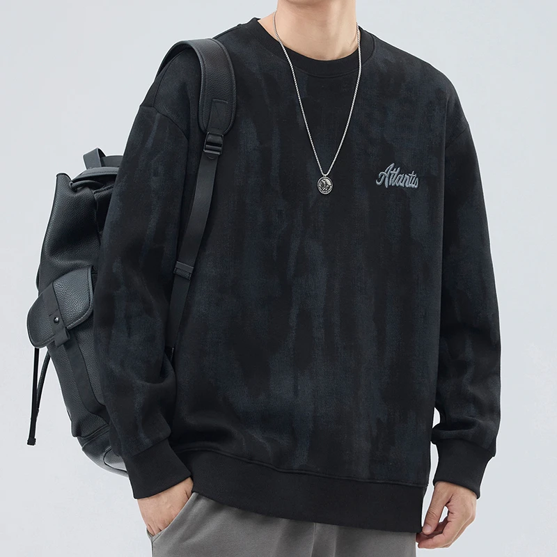 重磅渐变卫衣男士秋冬新款泼墨国风圆领套头长袖潮流宽松百搭上衣