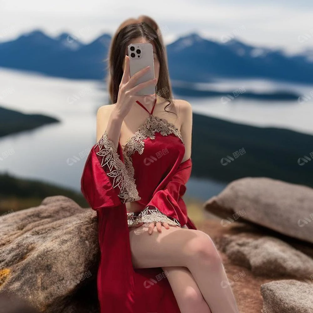 情侣性感肚兜绣花宫廷睡衣火辣睡裙吊带套蕾丝红色薄款美背