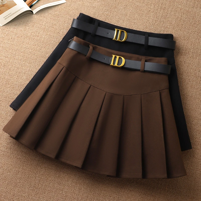 秋冬毛呢百褶裙女短裙2025新款高腰显瘦时尚配靴子的冬季半身裙潮