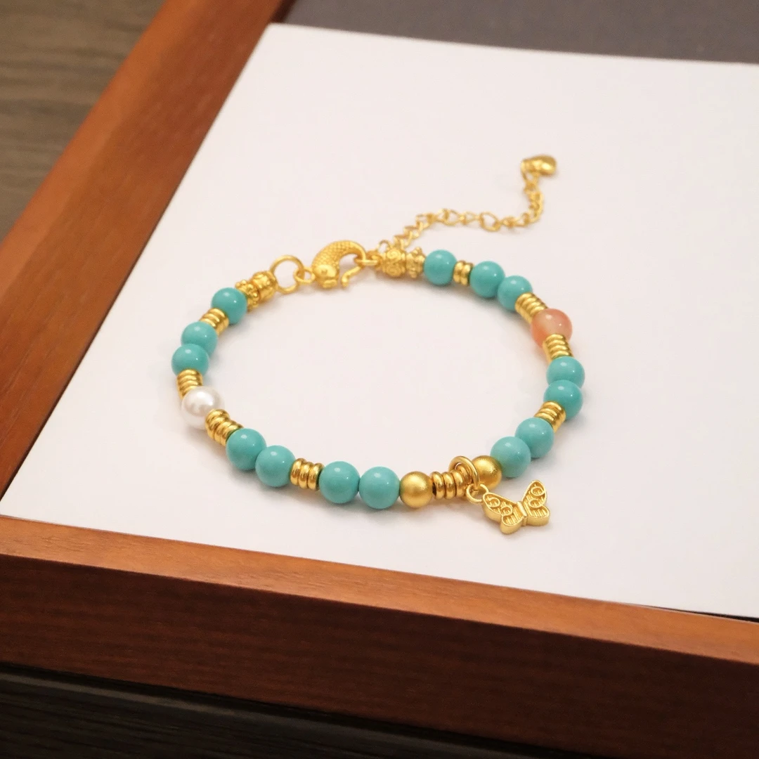 铜合金手链 s5166秋冬新款复古百搭清新迷绿仙踪手链