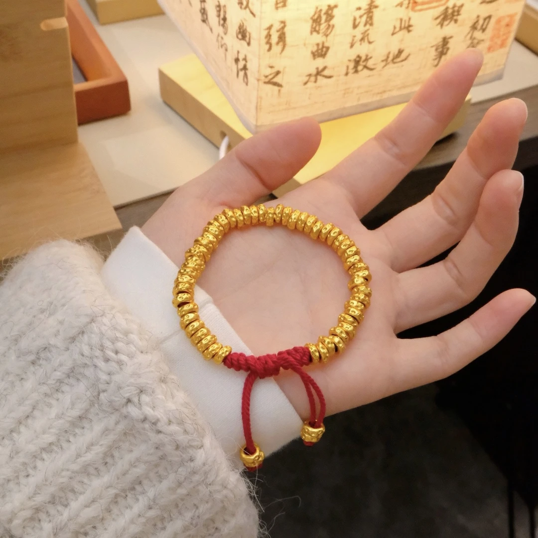 铜合金布艺手链 秋冬新款加厚锤纹盘缠手编手绳