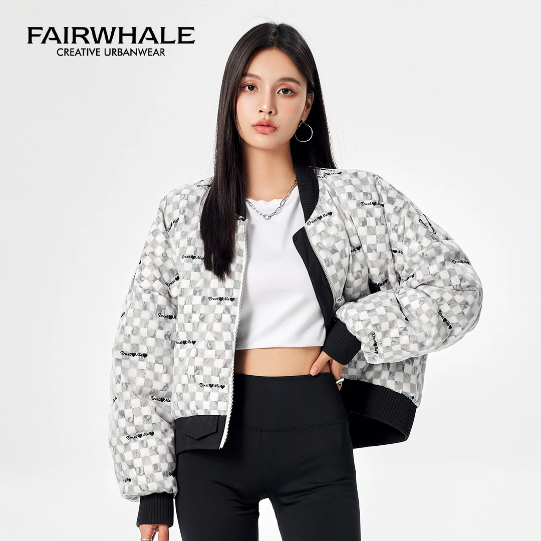 【常乐专属】马克华菲女装百搭个性短款棒球鸭绒羽绒服F24014A01