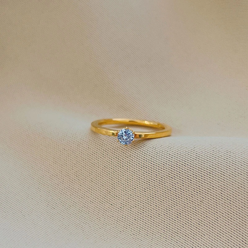 钛钢戒指 情侣轻奢镶锆戒指女钛钢不掉色经典简约气质百搭精致