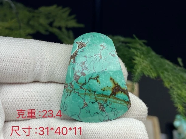 天然原矿绿松石玉化绿料水波纹手工牌子吊坠毛衣链男女百搭时尚