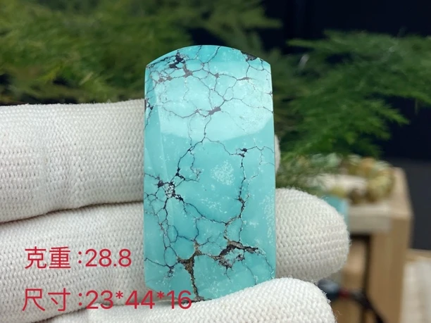天然原矿绿松石精品玉化蓝绿料长条牌子手工吊坠毛衣链男女百搭