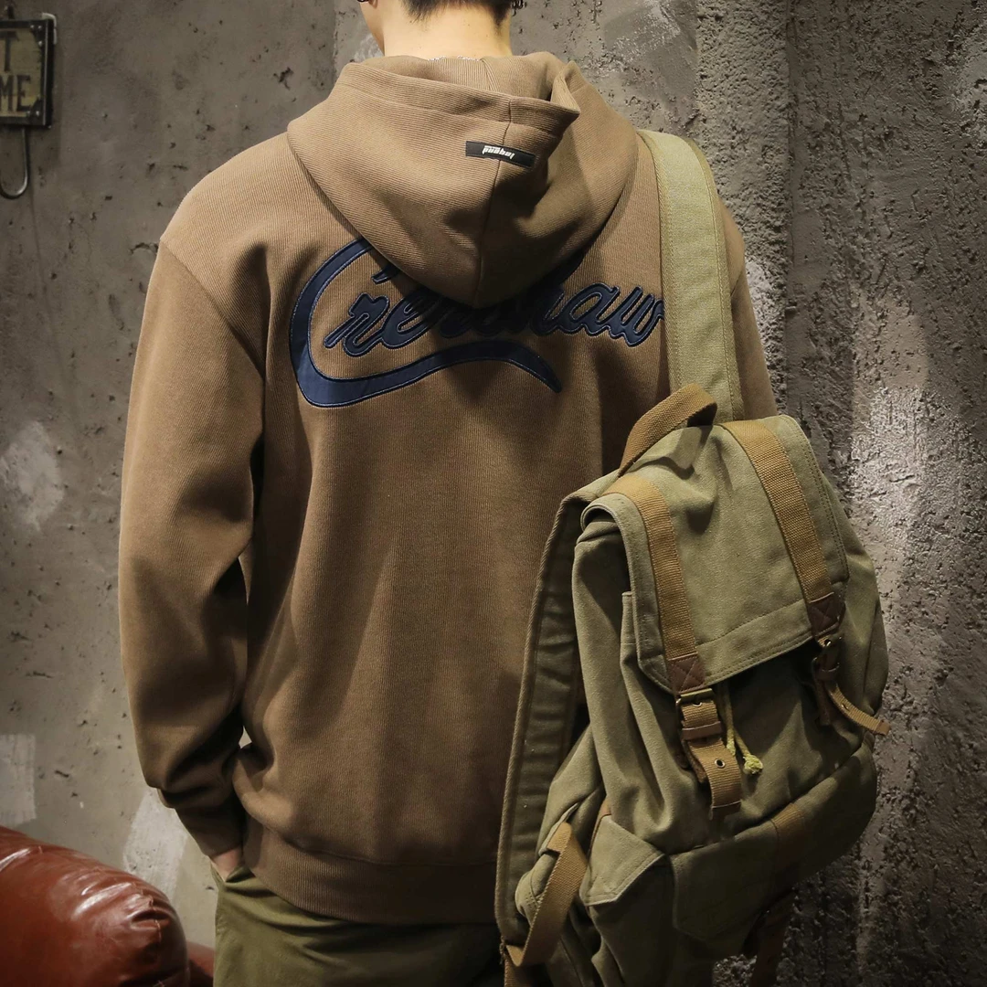 美式重磅卫衣男生2024春秋季新款潮牌水洗印花套头帅气连帽上衣服