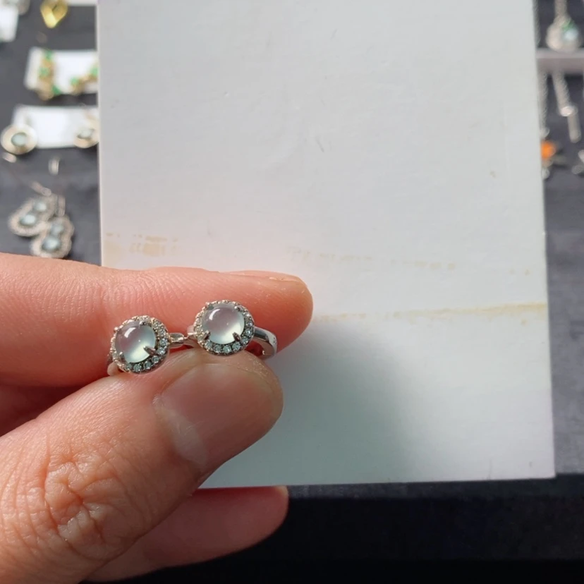 【闪购商品】翡翠耳饰银S925镶嵌采*