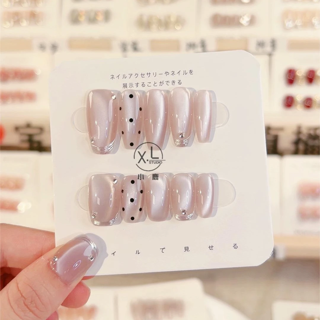 【复古波点】手工穿戴甲波点猫眼显白指甲贴光疗甲美甲贴片