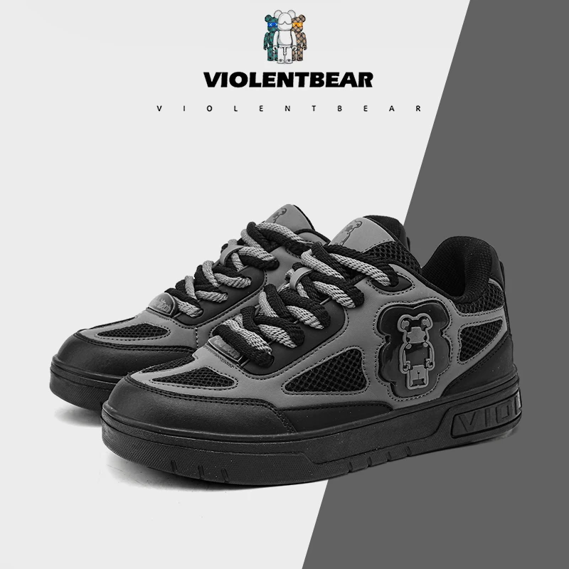 VIOLENTBEAR/暴力熊板鞋休闲潮鞋休ins闲百搭潮流情侣款608黑色